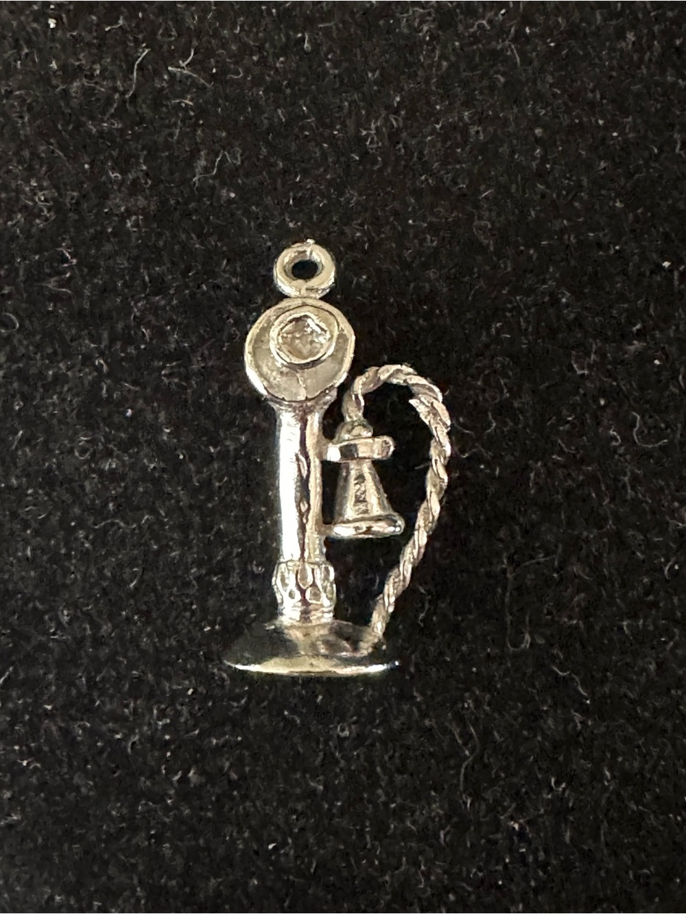 Silver Candlestick Telephone Charm Pendant